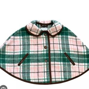Janie and Jack Plaid Cape - Green and Pink